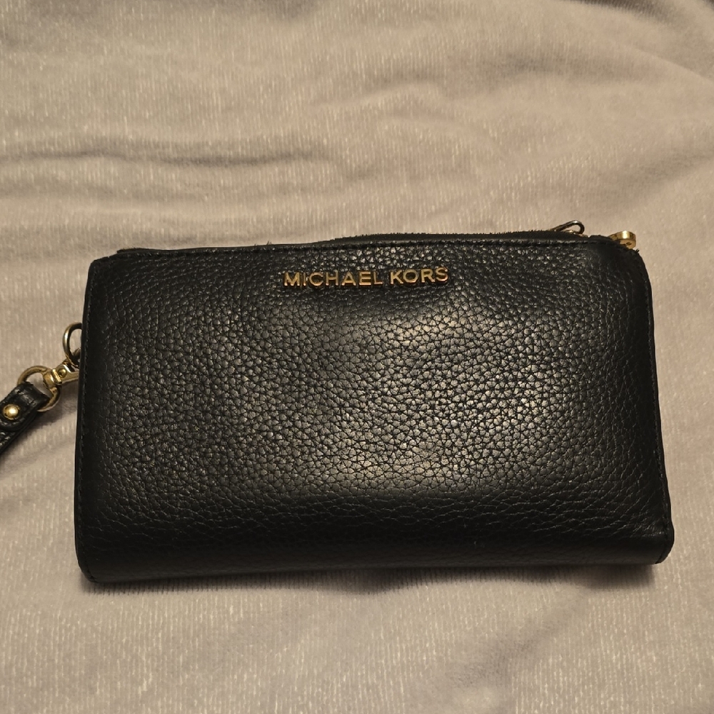 Michael Kors Black Pebbled Leather Wristlet